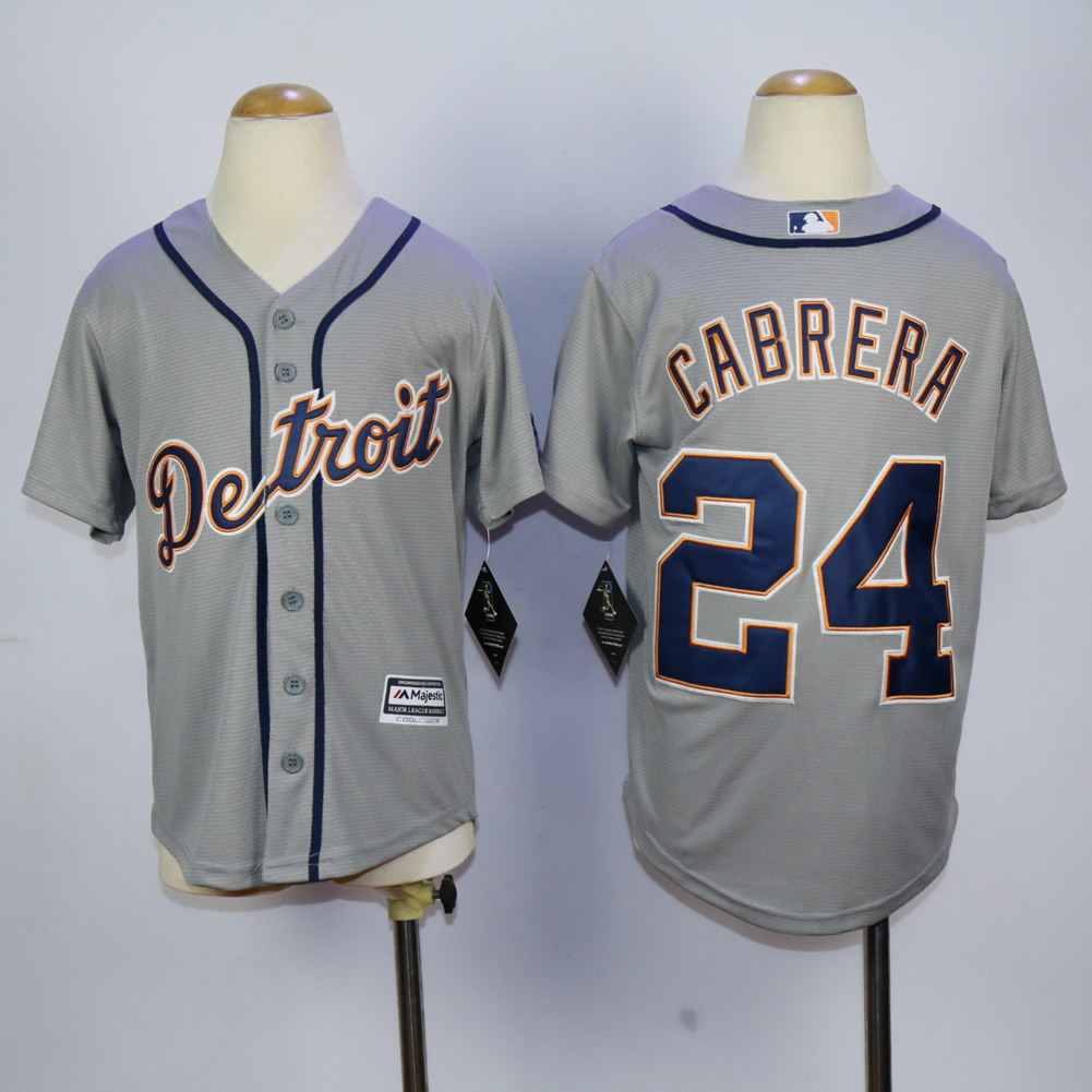 Youth Detroit Tigers 24 Cabrera Grey MLB Jerseys